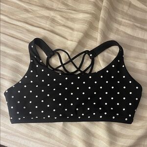 Black and White Polka Dot Sports Bra